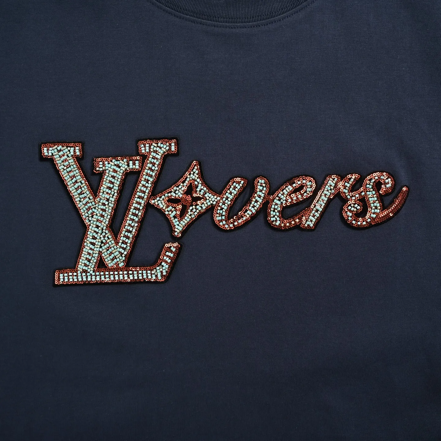 Louis Vuitton/Louis Vuitton beaded embroidered monogram short sleeves